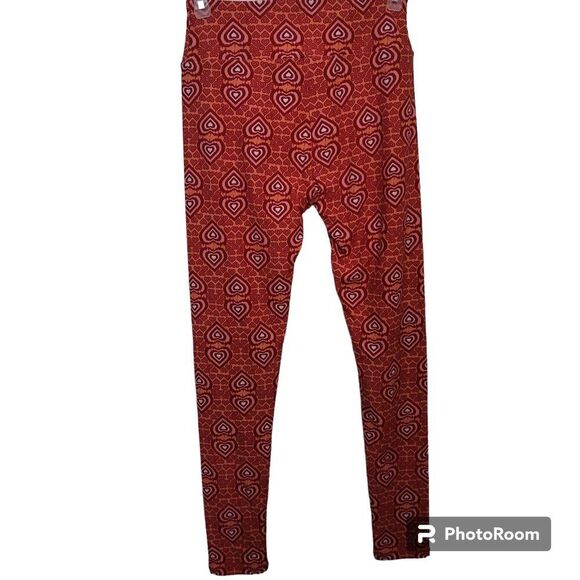 LuLaRoe Pink And Red Hearts Leggings - Picture 2 of 4